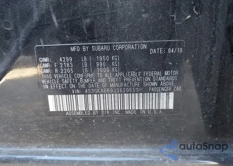 2018 Subaru Impreza 2.0I Premium из США, поврежденный, VIN 4S3GKAB69J3620653